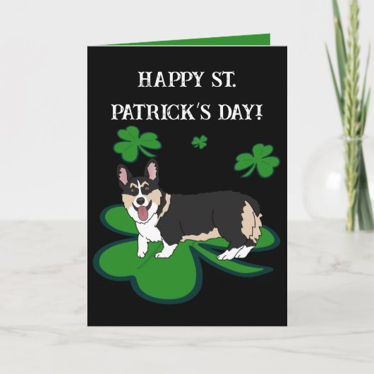 St. Patrick's Day Corgi Pup Bedankkaart (Voorkant)