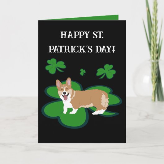 St. Patrick's Day Corgi Pup  Feestdagen Kaart (Voorkant)