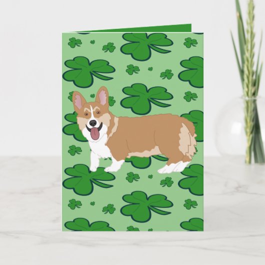 St. Patrick's Day Corgi Pup Feestdagen Kaart (Voorkant)