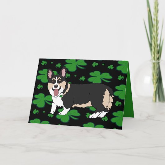 St. Patrick's Day Corgi Pup  Feestdagen Kaart (Voorkant)