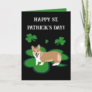 St. Patrick's Day Corgi Pup Holiday Kaart