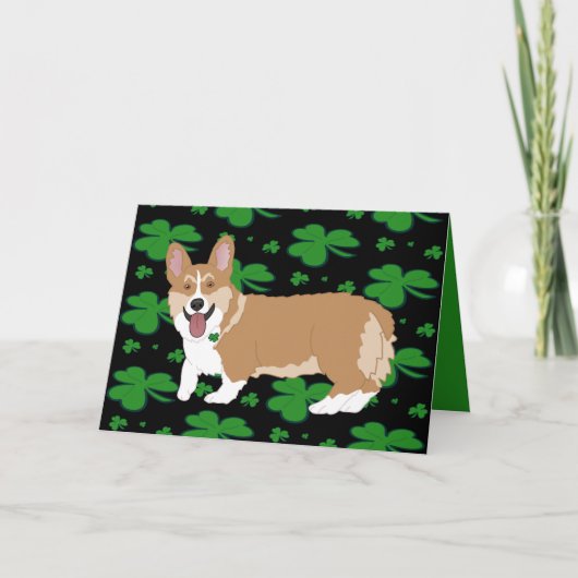 St. Patrick's Day Corgi Puppy Feestdagen Kaart (Voorkant)
