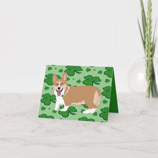 St. Patrick's Day Corgi Puppy Feestdagen Kaart (Voorkant)
