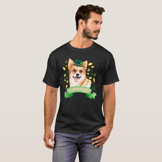 St Patricks Day Corgi T-shirt (Voorkant volledig)