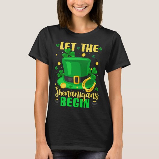 St Patricks Day Costume Let Shenanigans Begin Lepr T-shirt (Voorkant)