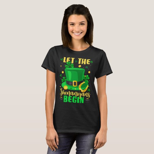 St Patricks Day Costume Let Shenanigans Begin Lepr T-shirt (Voorkant volledig)