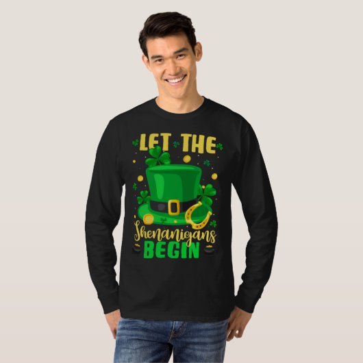 St Patricks Day Costume Let Shenanigans Begin Lepr T-shirt (Voorkant volledig)