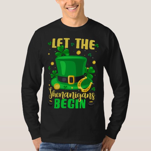 St Patricks Day Costume Let Shenanigans Begin Lepr T-shirt (Voorkant)