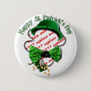 St. Patrick's Day Cover Lijst met verstelbaar Stro Ronde Button 5,7 Cm