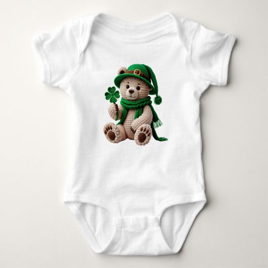 St. Patrick's Day Crochet-Look Bear Romper (Voorkant)