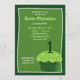 St. Patrick's Day CUPCAKE Birthday Invitation 5x7 Kaart