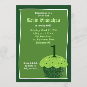 St. Patrick's Day CUPCAKE Birthday Invitation 5x7 Kaart