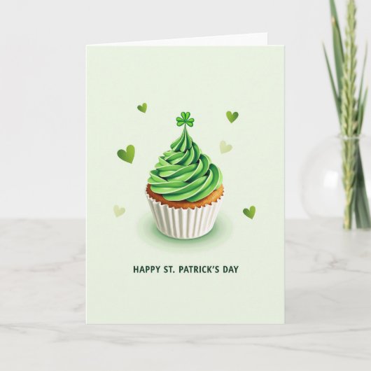 St Patricks Day Cupcake Card Kaart (Voorkant)