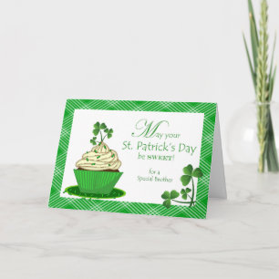 St. Patrick's Day-cupcake voor broer Kaart