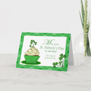 St. Patrick's Day Cupcake voor tante en oom Kaart