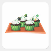St Patricks Day Cupcakes Vierkante Sticker (Voorkant)