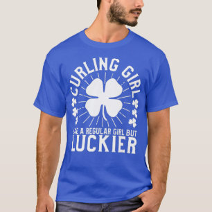 St Patricks Day Curling Girl Women Curler Gift T-shirt