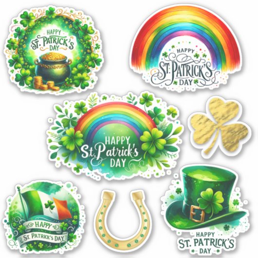 St. Patrick's Day Custom-Cut Vinyl Sticker (Voorkant)