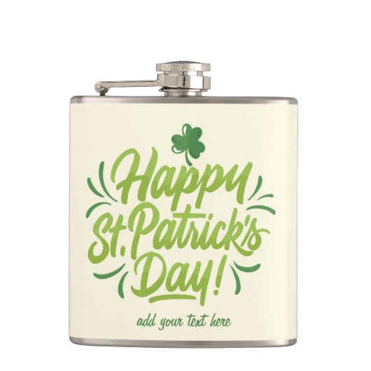 St. Patrick's Day Custom Flask Green Beer Mok Heupfles (Voorkant)