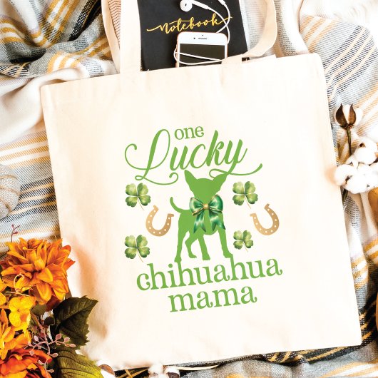 St. Patrick's Day Custom Foto Chihuahua Moeder Tote Bag