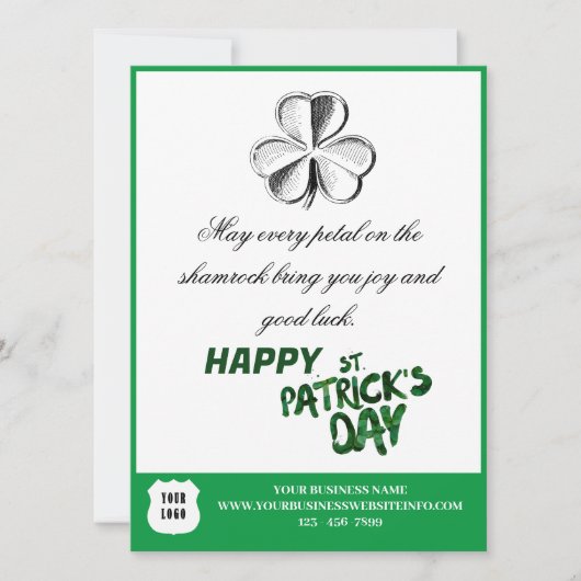 St. Patrick's Day Custom Logo Business Holiday Kaart (Voorkant)