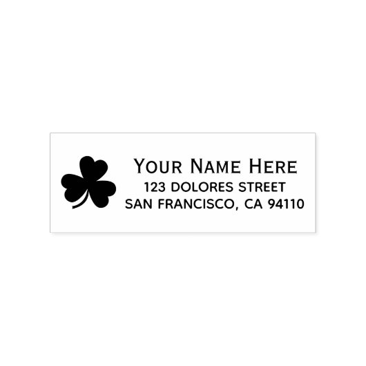 St Patrick's Day Custom Name & Address Shamrock Rubberstempel (Afrduk)