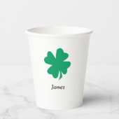 St Patricks Day Custom Name Monogram Shamrock Leaf Papieren Bekers (Voorkant)