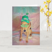 St Patricks Day Cute Funny Irish Hipster Dog Kaart (Gele Bloem)