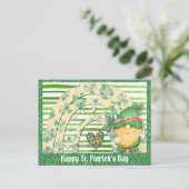St Patricks Day Cute Gnome Green Shamrock Briefkaart (Staand voorkant)