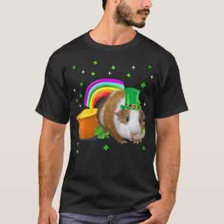 St Patricks Day Cute Guinea Pig Irish Shamrock Pre T-shirt