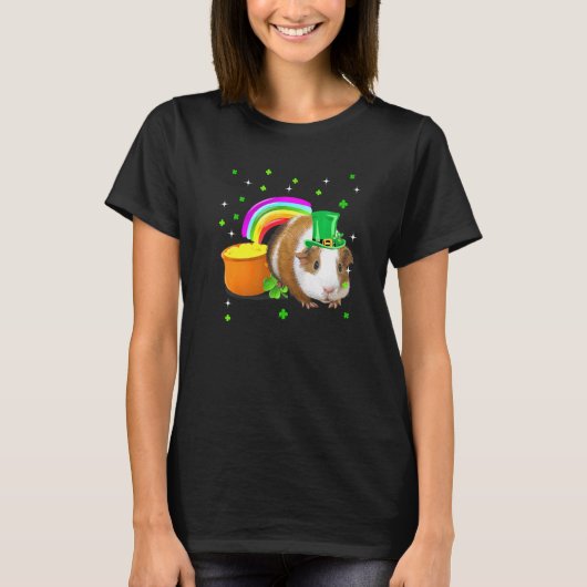 St Patricks Day Cute Guinea Pig Irish Shamrock T-shirt (Voorkant)