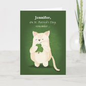 St. Patricks Day Cute Kitten Holding Shamrock Kaart (Voorkant)