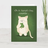 St. Patricks Day Cute Kitten Holding Shamrock Kaart (Voorkant)