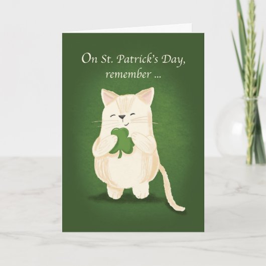 St. Patricks Day Cute Kitten Holding Shamrock Kaart (Voorkant)