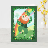 St. Patrick's Day Cute Leprechaun Kaart (Gele Bloem)