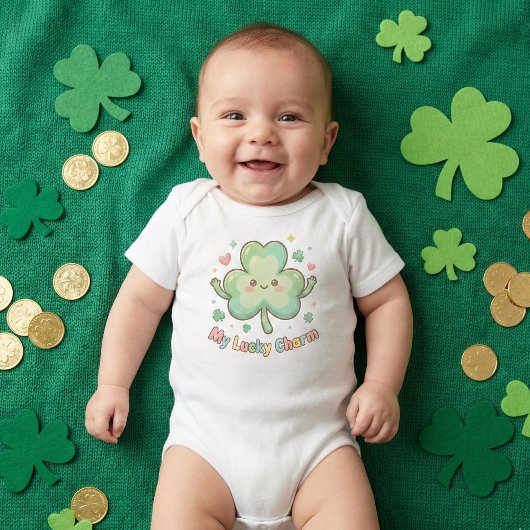 St. Patrick's Day Cute "My Lucky Charm" Clover Romper