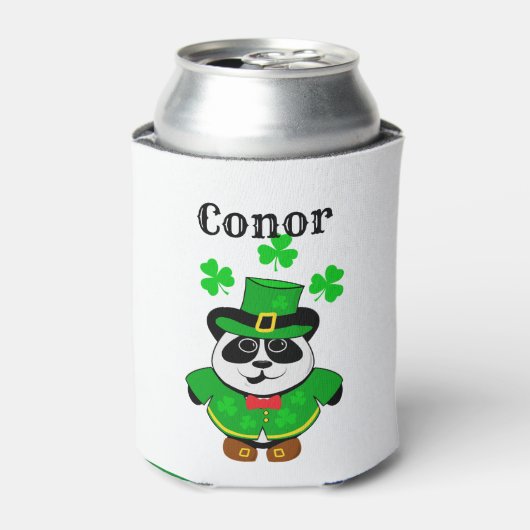 St. Patrick's Day Cute Panda Beer gepersonaliseerd Blikjeskoeler (Blikje Voorkant)