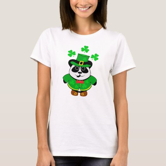 St Patricks Day Cute Panda Beer T-shirt (Voorkant)