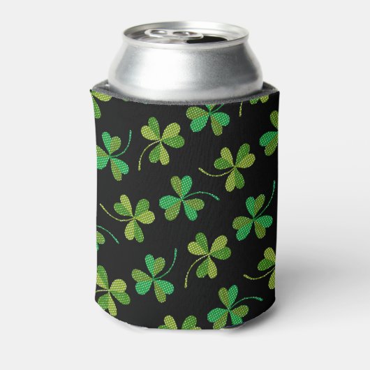 St Patricks Day Cute Shamrock Pattern Green Black Blikjeskoeler (Blikje Achterkant)