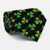 St Patricks Day Cute Shamrock Pattern Green Black Stropdas (Opgerold)