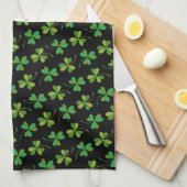 St Patricks Day Cute Shamrock Pattern Green Black Theedoek (Quarter Fold)