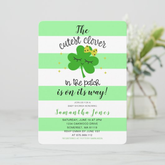 St Patrick's Day Cutest Clover Baby shower Kaart (Staand voorkant)