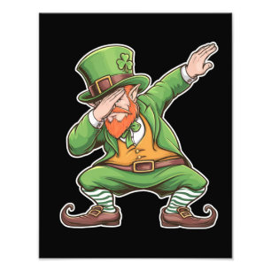 St Patricks Day Dab Dabbing Kabouter In Groen Foto Afdruk