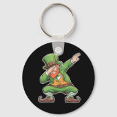 St Patricks Day Dab Dabbing Kabouter In Groen Sleutelhanger (Voorkant)