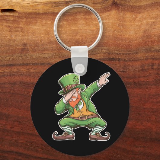 St Patricks Day Dab Dabbing Kabouter In Groen Sleutelhanger (Voorkant)