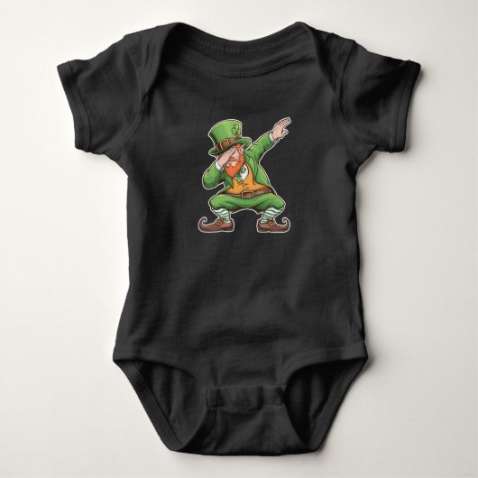 St. Patrick's Day Dab Dabbing Kabouter in het groe Romper (Voorkant)