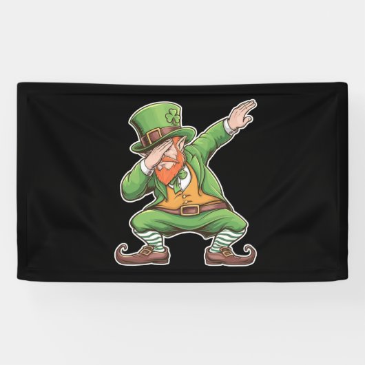 St Patricks Day Dab Dabbing Kabouter in het groen Spandoek (Horizontaal)