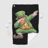 St Patricks Day Dab Dabbing Leprechaun in het groe Golfhanddoek (Insitu)