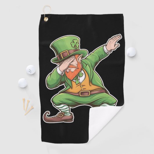 St Patricks Day Dab Dabbing Leprechaun in het groe Golfhanddoek (Insitu)