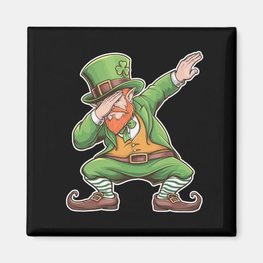 St Patricks Day Dab Dabbing Leprechaun in het groe Magneet (Voorkant)